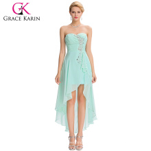 Grace Karin 2016 Nouvelle conception sans bretelles pâle Turquoise Haute Basse Sequins Chiffon Homecoming Robe Robes de soirée GK000042-1